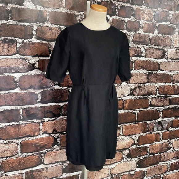 Lands' End Dress Black Silk Short Sleeves Size 8 - Picture 1 of 13